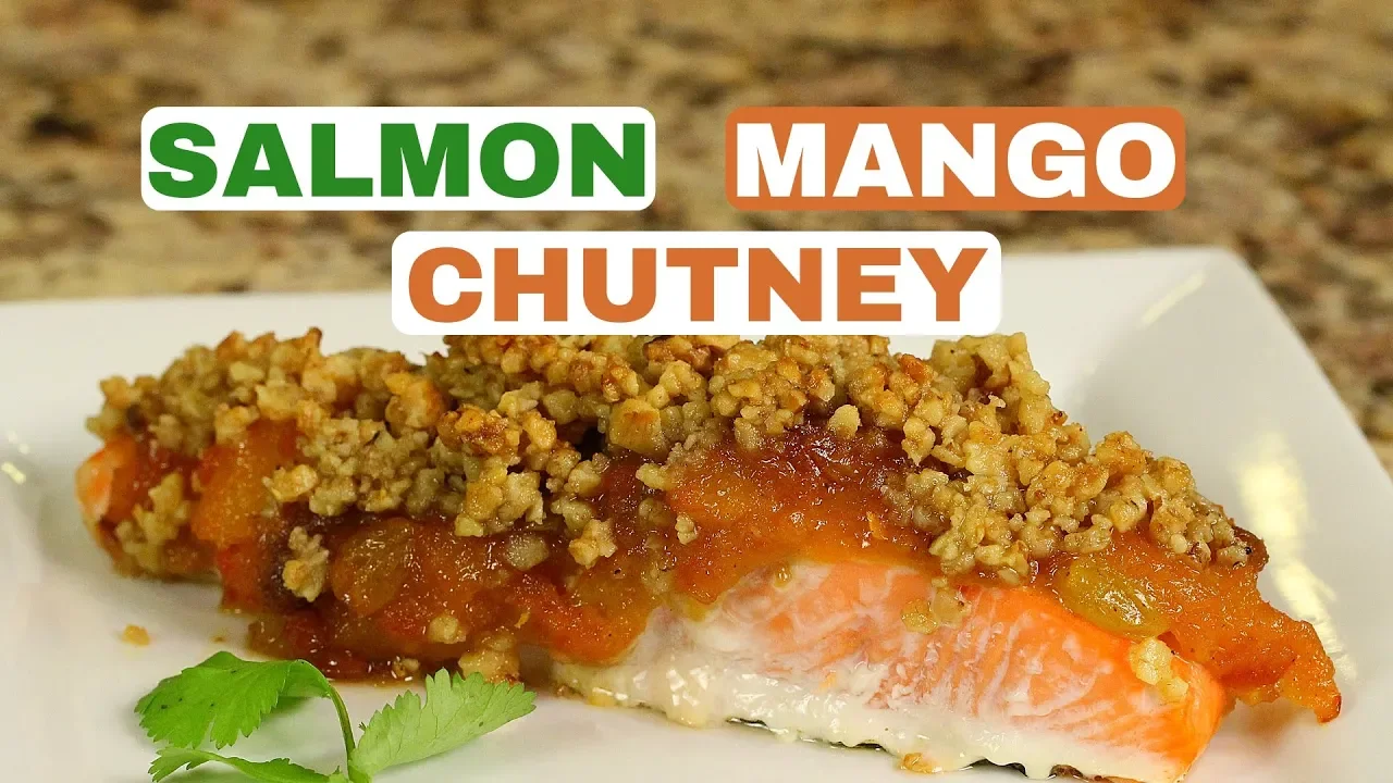 How to Cook Salmon W/Mango Chutney & Walnut Crust   Rockin Robin Cooks