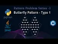 Butterfly Pattern With Double Joint Java C Python Detailed Explain Pattern Problem - 10