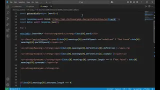Dictionary website using html css js API
