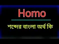 What does the word Homo mean Homo meaning in bangla Translate the word Homo to Bangla What do