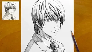 How To Draw Light Yagami | Death Note Kira Iconic Anime Portrait & Pencil Shading Art Process