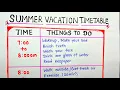 Summer vacation timetable 2022 Full day summer routine timetable for students