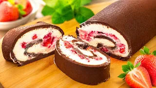 5-Minute Strawberry Icebox Roll — The Fridge Does the Magic❗