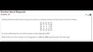 Project Euler 28 Quick and Easy Python