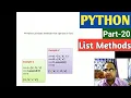 PYTHON Part-20 List Methods