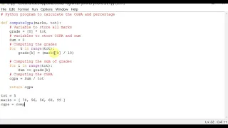 Python program to calculate the CGPA and percentage