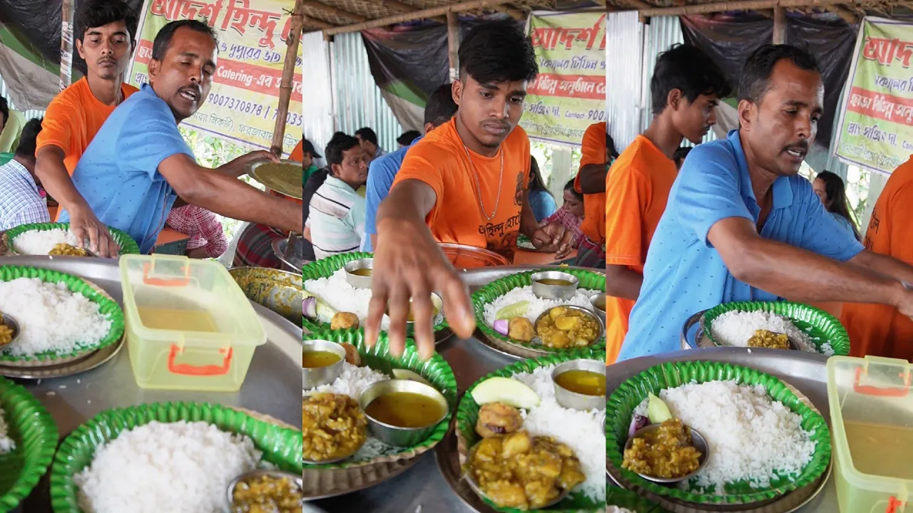 Adarsha Hindu Hotel   Biye Bari Thali 40 Rs/ - Jamai Sasthi Plate  80 Taka   Rice & Mutton 200 Ruppe