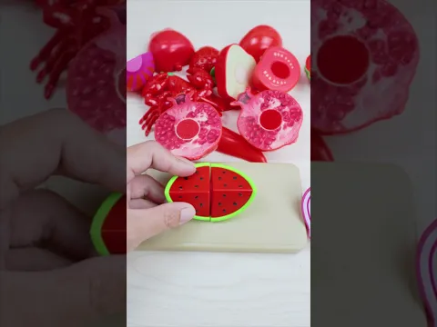 Red Fruit & Vegetable Toy Cutting ASMR 🍎🍓 Satisfying Sounds! หั่นผักผลไม้สีแดงล้วน! ASMR