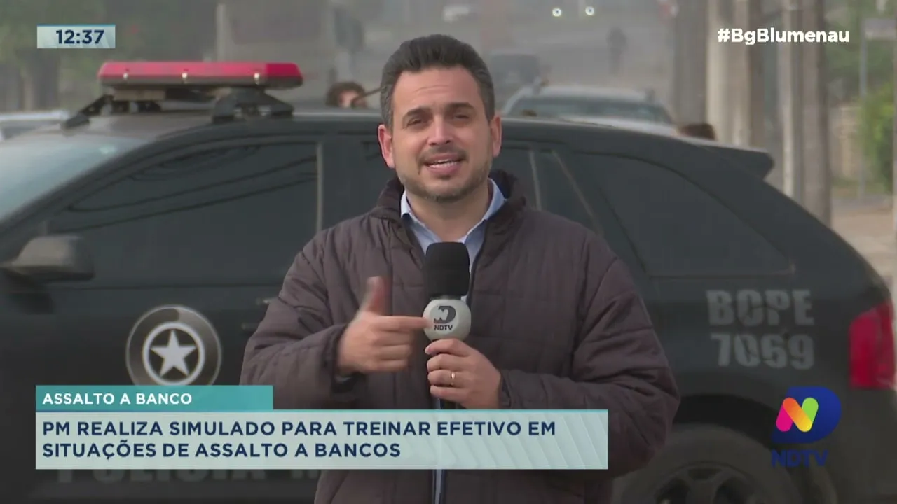 Assalto a banco: PM realiza simulado para treinar efetivo em situações de assalto a bancos