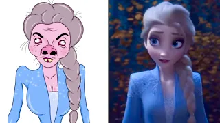 elsa battles the wind spirit frozen 2 Drawing meme frozen elsa ugly version funny art