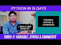 Python Crash Course Variable Syntax and Comments -3 Pradeep Kumar Must Watch