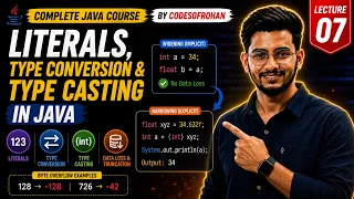 Literals Type Conversion Type Casting in Java by codesofrohan in Hindi