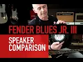 Fender Blues Jr III speaker comparison The stock speaker vs Eminence Cannabis Rex and Jensen C12N
