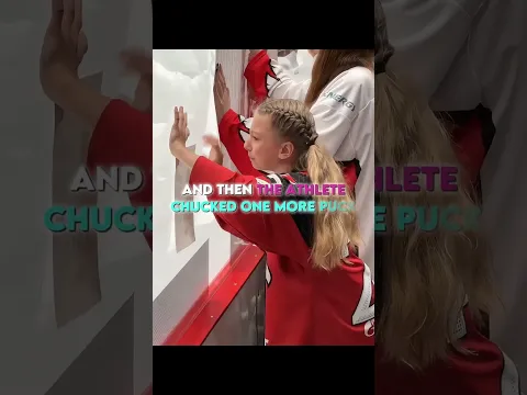 She missed the puck, but watch what the stranger does! 🥺🏒