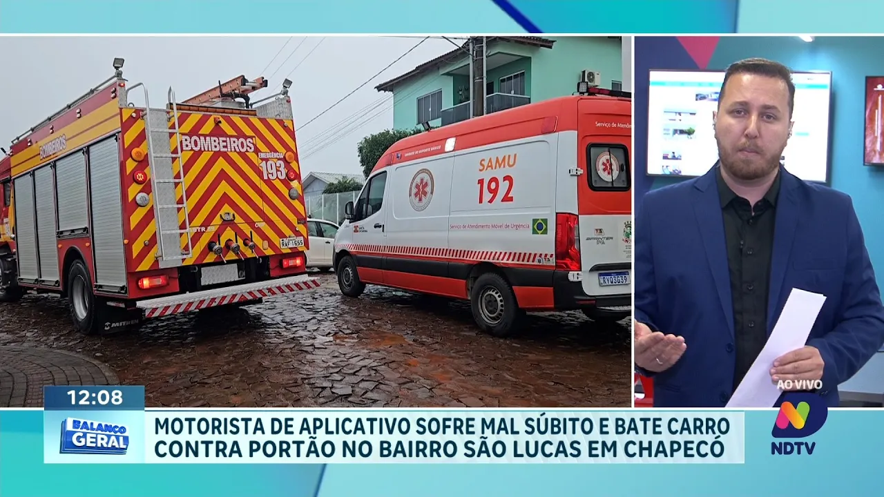 Dois acidentes em Chapecó: Homem sofre queda de moto e motorista de aplicativo bate o carro