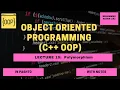 Object Oriented Programming C OOP Lecture 10 Polymorphism CSE Pashto Language