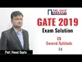 GATE 2019 Answer Key - Solution for Computer Science Engineering General Aptitude