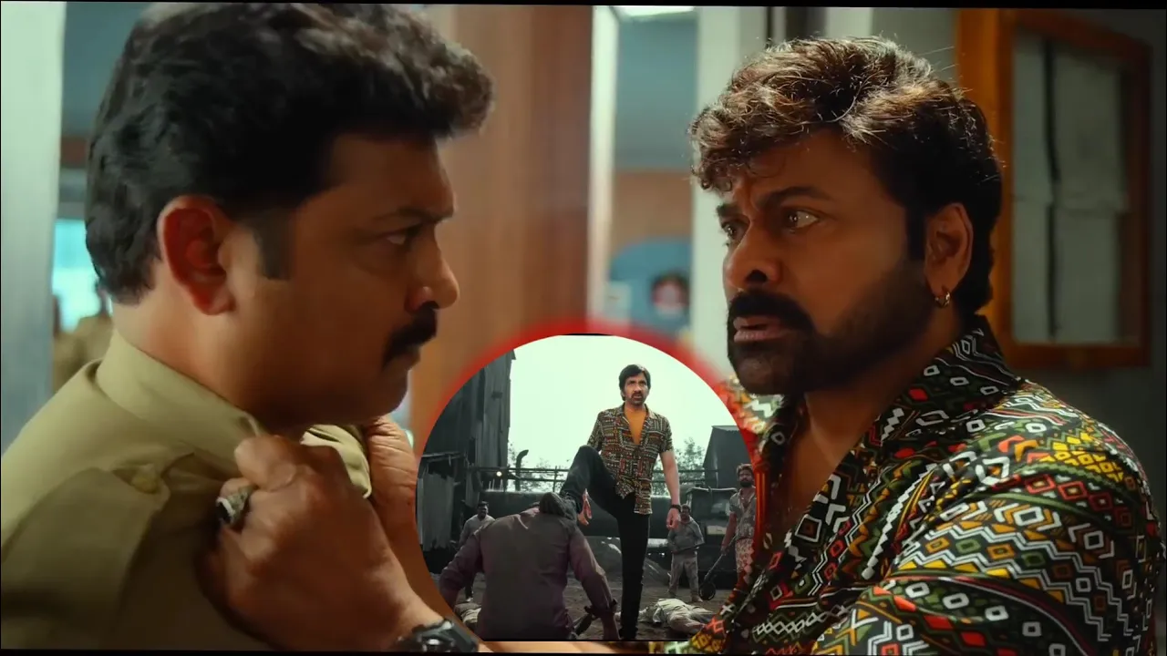 Chiranjeevi and ravi teja movie || fighting scene 💪||  Walter veeraiya movie scene ||