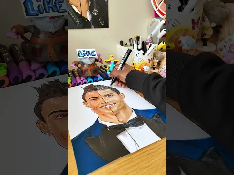 😲OMG I Just Destroyed My Christiano Ronaldo Drawing BuT I can Fix It #shorts #art #drawing