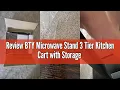 Review BTY Microwave Stand 3 Tier Kitchen Cart with Storage on Wheels Small Bakers Rack Black Coffee