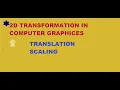 2D Transformation Computer Graphics 2D I Translation I scaling