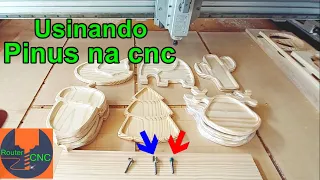 Usinando pinus na cnc router, dicas de criação de percurso/ cnc route file/ Christmas serving plate