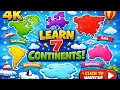 Learn the 7 Continents Fun Colorful World Map for Kids 4K