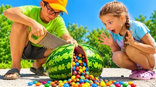 Darius and Francesca Find a Magical Candy Watermelon! Learning to share