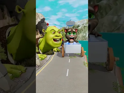 small to GIANT Cars vs Scary Shrek 🤣 in BeamNG.drive