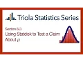 Statdisk Section 8-3 Using Statdisk to Test a Claim About a Population Mean