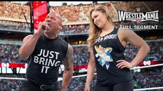 the rock u0026 ronda rousey vs triple h u0026 stephanie mcmahon