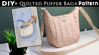 🤩DIY Hobo Puffy Bag: Sew Quilted Crossbody Bag at Home from Cloth + PDF Pattern