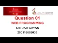 Web Programming Practical Question 01 Java Institute for Advanced Technology