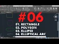 AutoCAD Class 06 Rectangle Polygon Ellipse Elliptical Arc Autocad tutorial