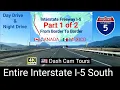 1 of 2 Driving Entire Interstate Freeway I-5 South From Canada Border to Mexico Border - 4K