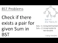 BST - 14 Check if there exists a pair for given Sum in BST Using Set Using Inorder