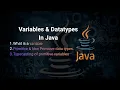 3 Variables Datatypes TypeCasting In Java