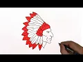 Native American Drawing How to draw and color a Red Indian Easy