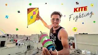 KITE FLYING & KITE FIGHTING🪁 2 COLOR MANJHA #kiteflying