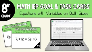 Write an IEP Goal About Multistep Equations with Variables on Both Sides for 8th Grade Math