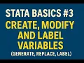 Stata Basics Create Modify and Label Variables generate replace label