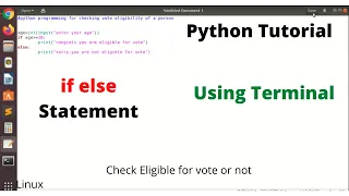 Python tutorial Check Eligible for vote or not - if else in python
