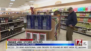 Wake County ABC stores to return to regular hours on Monday