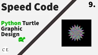 9 Python Turtle Graphic Design - Speed Code Rainbow Colour 2D Star Design