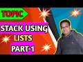 Stacks Using Lists Python Part 1 Class XII Hindi