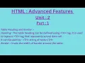 Chapter 7 HTML Advanced Features Unit - 2 Part