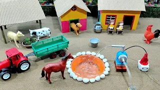 Mini Tractor Animal Farm Adventure | Fun & Satisfying mini water pump making 