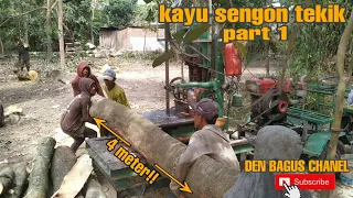 Download belah kayu sengon tekik 4 meter BERAT SEKALI!!  penggergajian keliling/bandsaw/benso jalan MP3