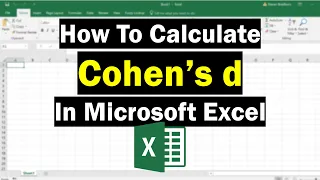 How To Calculate Cohen s d In Excel