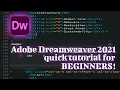 Adobe Dreamweaver 2021 quick tutorial for BEGINNERS